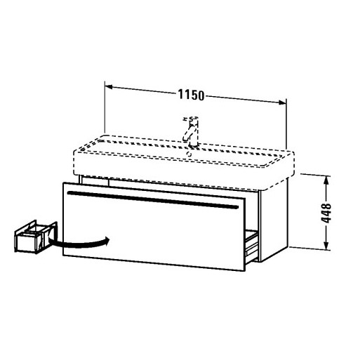 Тумба под раковину Duravit X-Large XL6047 115x44,3 с ящиком схема 2
