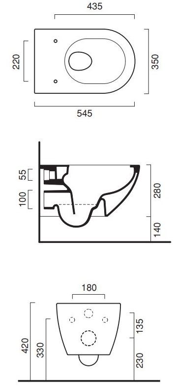 Catalano унитаз подвесной Sfera 1VSF54R00 схема 1