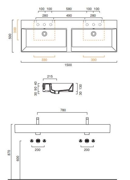 Раковина Catalano Premium 115VP00 150х50 ФОТО