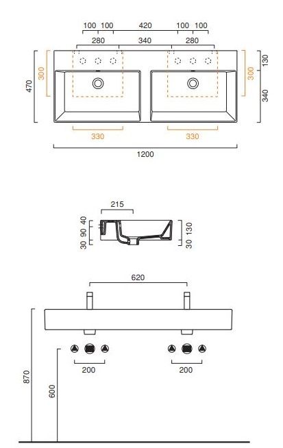 Раковина Catalano Premium 112VPD00 120х47 ФОТО