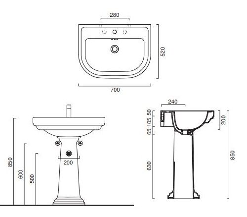 Раковина Catalano Canova Royal 170CV00 70х52 ФОТО