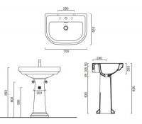 Раковина Catalano Canova Royal 170CV00 70х52 схема 1