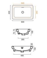 Раковина Catalano Canova Royal встраиваемая 160ACV00 60х40 схема 1