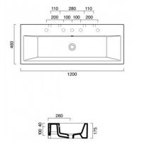 Раковина Catalano Verso 112VENE00 120х46 схема 1