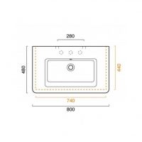 Раковина Catalano New light 180LI4800 80х48 схема 2