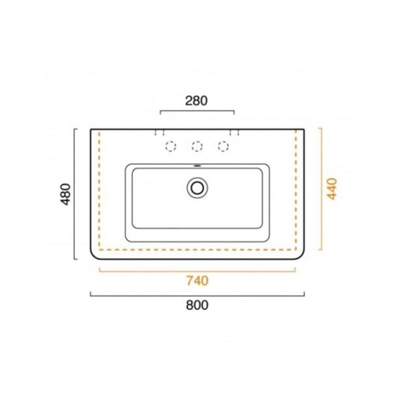 Раковина Catalano New light 180LI4800 80х48 схема 2