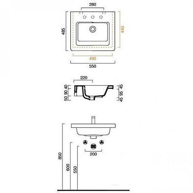 Раковина Catalano New Light 55х48 схема 2