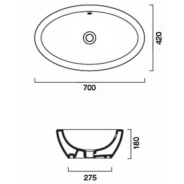 Раковина Catalano Velis 17AVL00 70х42 схема 1