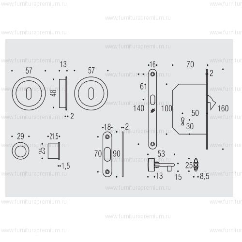 Ручка Colombo OPEN ID211 LK WK для раздвижных дверей с замком под ключ