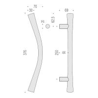 Ручка-скоба Colombo Zen CB46 B. Длина 376 мм. схема