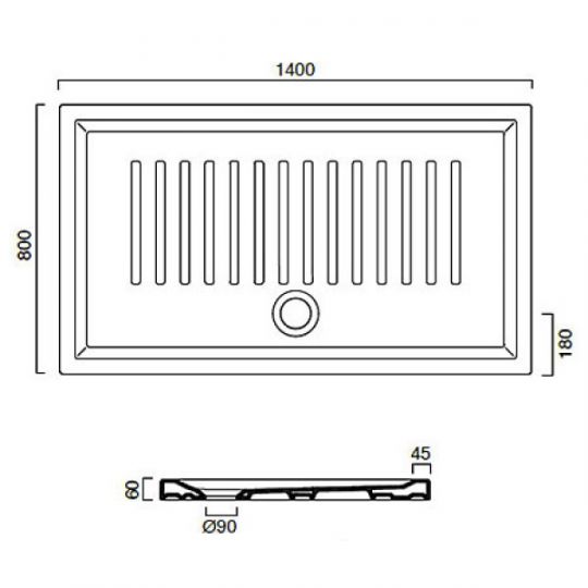 Поддон в душ Catalano 180140H600 140х80 ФОТО