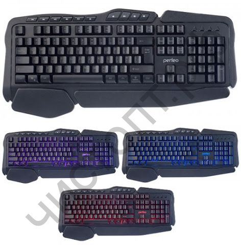 Клавиатура провод. Perfeo "STRIKE" Multimedia, GAME DESIGN, подсв. 3 цвет, USB, чёрный