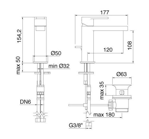 Treemme Xero смеситель для раковины 6210 схема 1