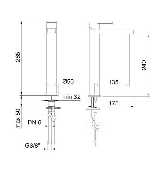 Treemme Xero смеситель для раковины 6218 схема 2