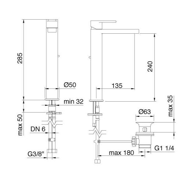 Treemme Xero смеситель для раковины 6212 схема 2