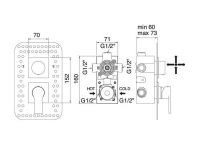 Смеситель для ванны Treemme Xero 6209 на 3 потребителя схема 2