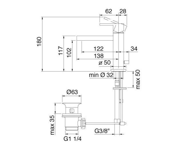 Treemme Q смеситель для раковины 5610 схема 1