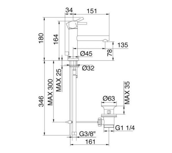 Treemme Vela смеситель для раковины 5810CL схема 1