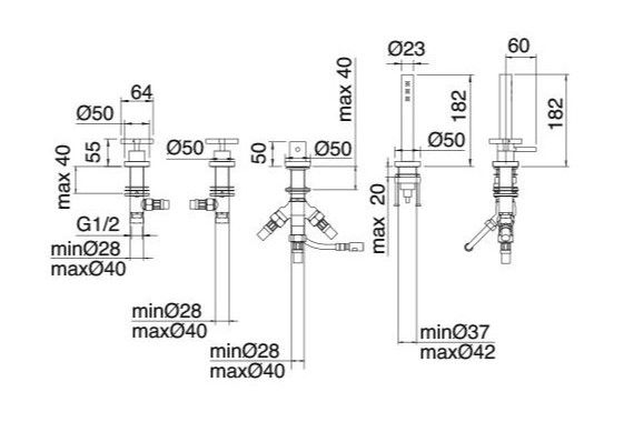 Treemme Line смеситель для ванны/душа 1070 схема 1