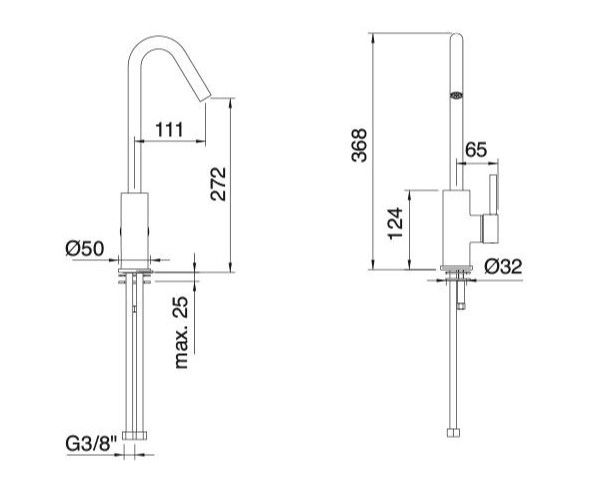 Treemme X-CHANGE mono смеситель для раковины 7511CM схема 1