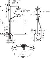 Душевая система с тропическим душем Hansgrohe Croma Select E Showerpipe 180 2jet 27258400 схема 2