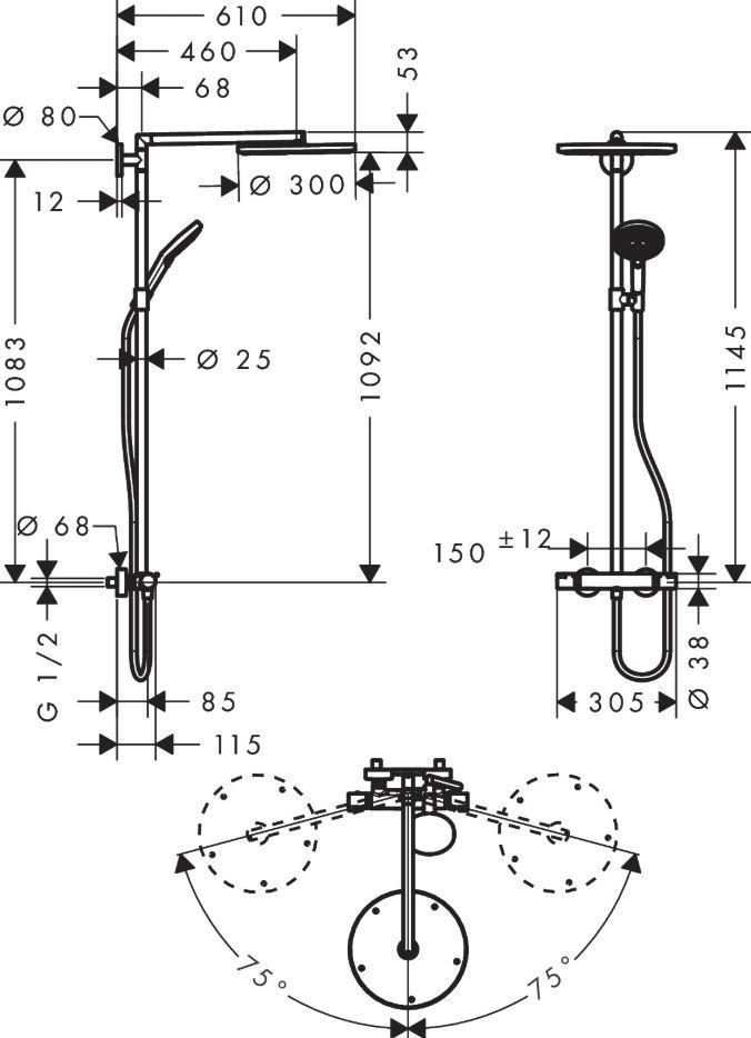 Душевая система Hansgrohe Raindance S Showerpipe 300 1jet 27114000 ФОТО