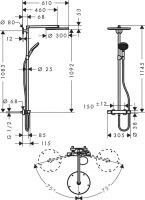 Душевая система Hansgrohe Raindance S Showerpipe 300 1jet 27114000 схема 2