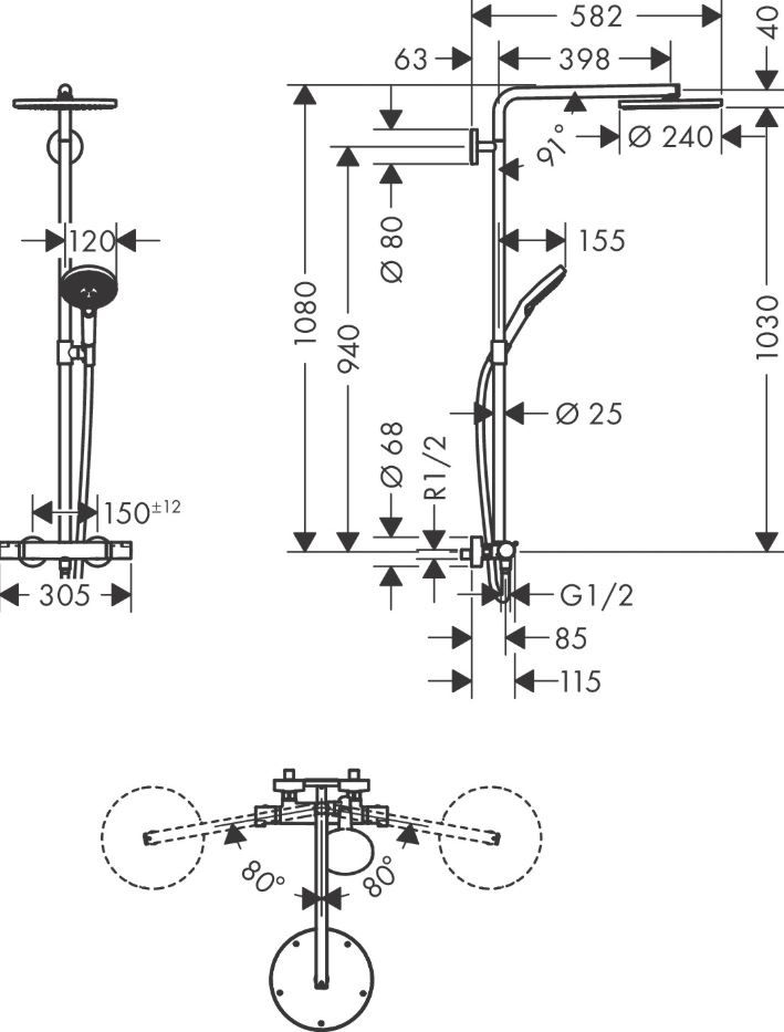 Душевая система Hansgrohe Raindance Select S Showerpipe 240 1jet P 27633000 ФОТО