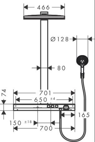 Душевая система с верхним душем Hansgrohe Rainmaker Select Showerpipe 460 2jet 27109400 ФОТО