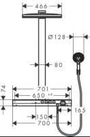 Душевая колонна с тропическим душем Hansgrohe Rainmaker Select Showerpipe 460 3jet 27106400 схема 4