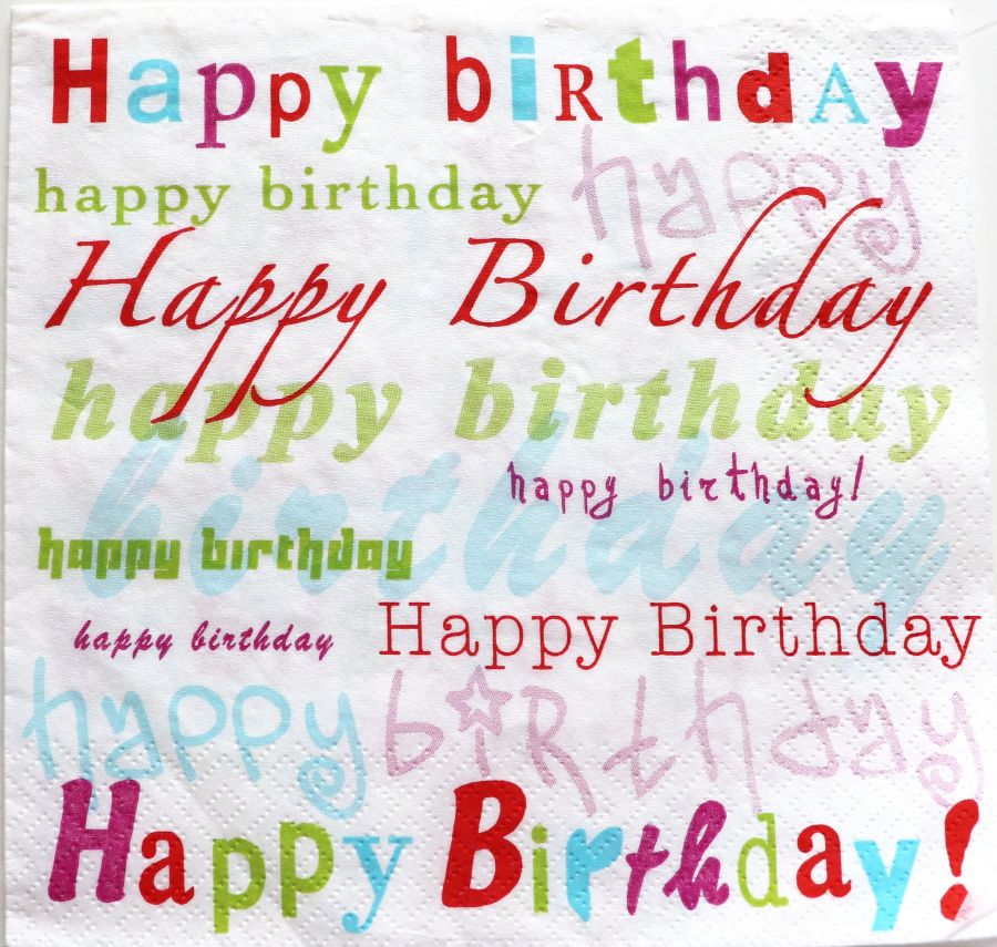 Салфетка бумажная 30*30 Надписи Happy birthday