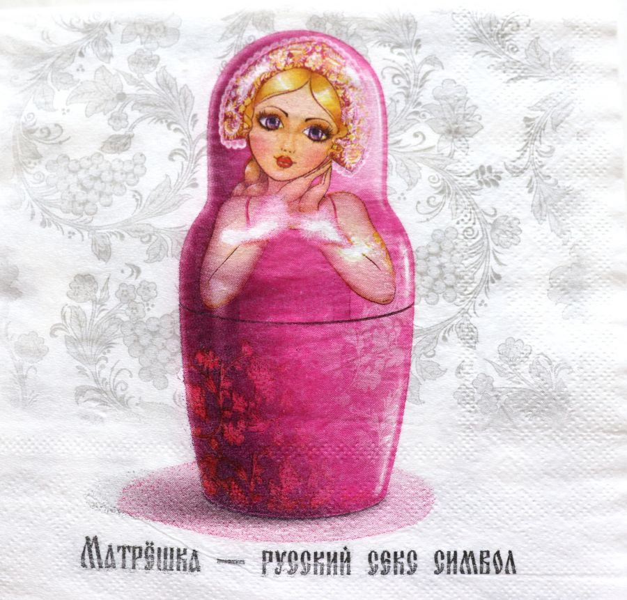 Салфетка бумажная 30*30 Русская матрешка