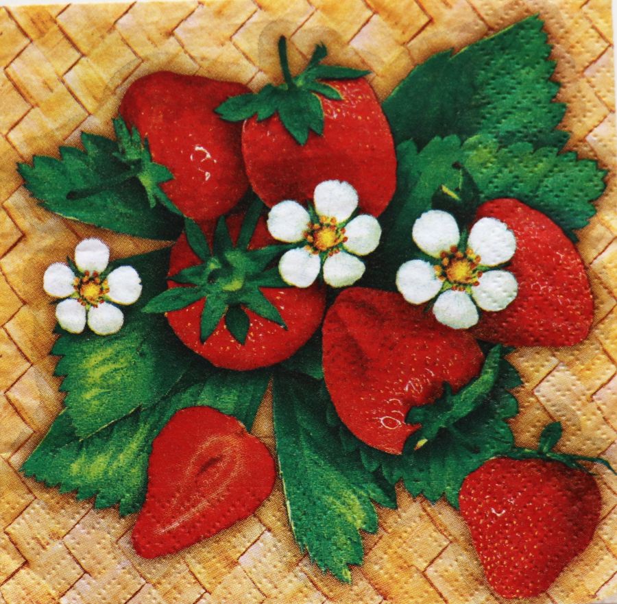 Салфетка бумажная 33*33 Клубничка