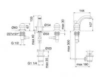 Смеситель для раковины Treemme Okay 3416 схема 1