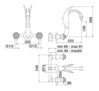 Смеситель для раковины Treemme Cigno 7152 схема 1