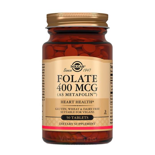 Солгар Фолат (Метафолин) 400 мкг, 50 табл