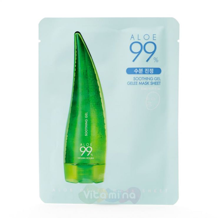 Holika Holika Тканевая маска на основе сока из листьев алоэ вера Aloe 99% Soothing Gel Gelee Mask Sheet