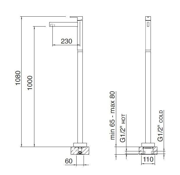 Смеситель для раковины Treemme Time 5114TL схема 2