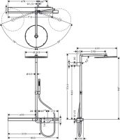 Душевая система с тропическим душем Hansgrohe AXOR ShowerSolutions 27984000 схема 3