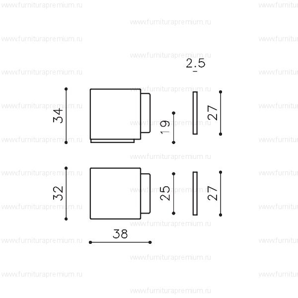Ограничитель открывания для двери Olivari Cubo B136C магнитный