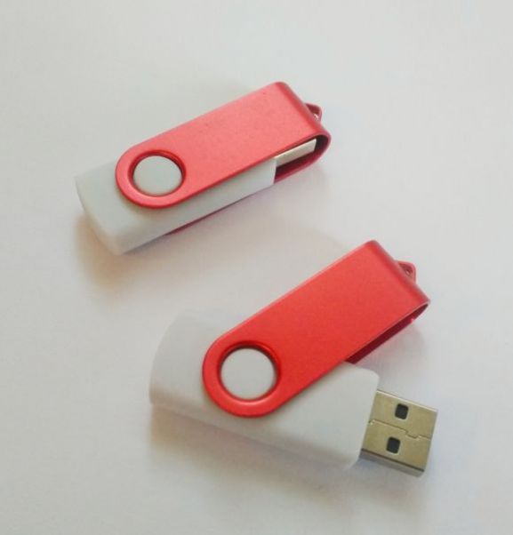 Флешка Twist Color белая с красным 8-16-32 Gb