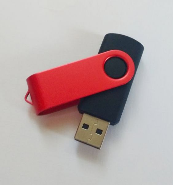 Флешка Twist Color черная с красным 16 Gb