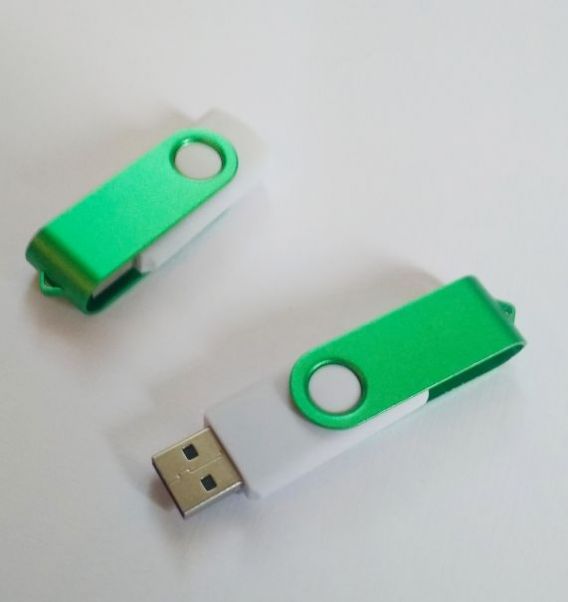 Флешки Twist Color белые с зеленым 8-16-32 Gb