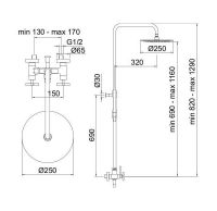 Душевая стойка Treemme Line с тропическим душем 1090 схема 1