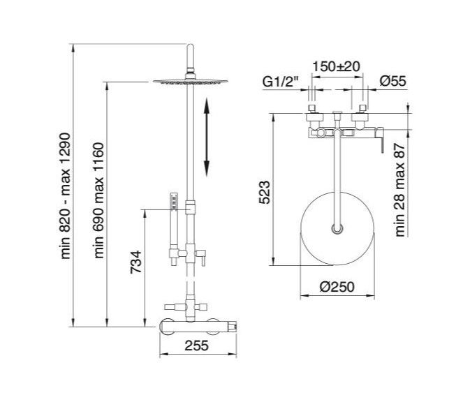 Душевая стойка Treemme Time с тропическим душем 5160TL ФОТО