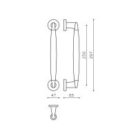 Ручка-скоба Olivari Aster L174R. Длина 297 мм. схема