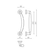 Ручка-скоба Olivari Aster L175R. Длина 297 мм. схема