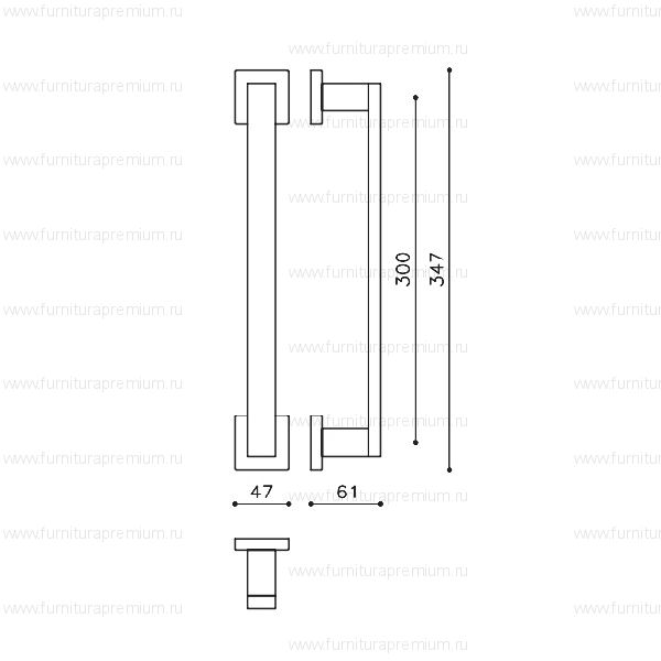 Ручка-скоба Olivari Diana Black L206R. Длина 347 мм