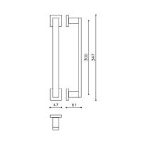 Ручка-скоба Olivari Diana L206R. Длина 347 мм. схема