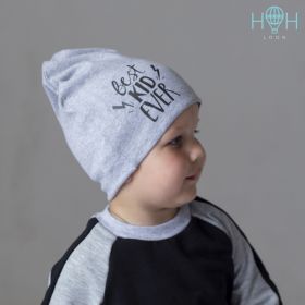 HOH ШВ19-04271741 Шапка  двухслойная Best Kid Ever, серый меланж + Снуд